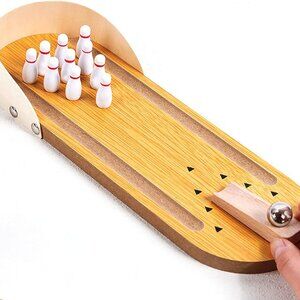 Wooden Mini Bowling Set - Stress-Relieving Desk Toys(1 Set)